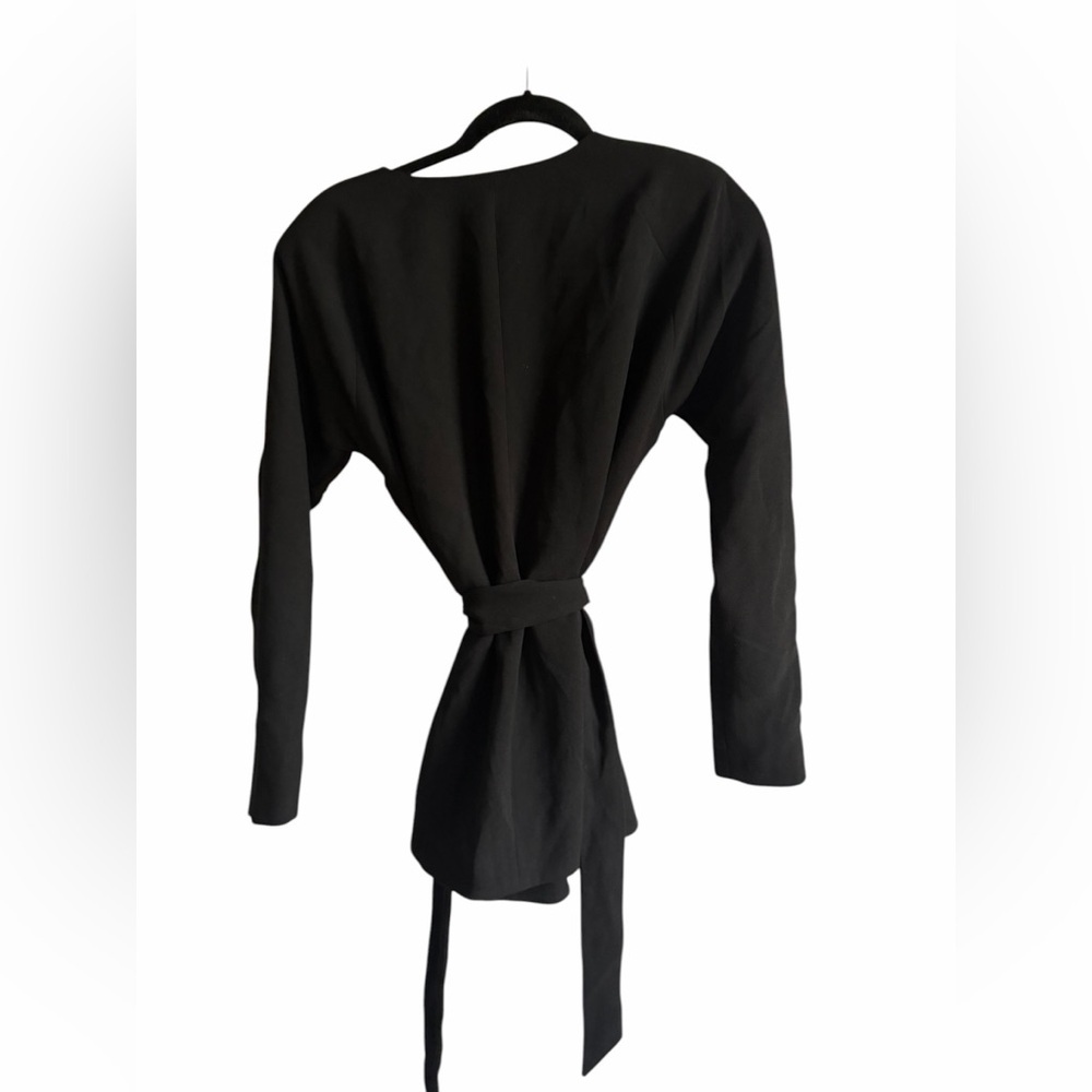 Michael Costello x Revolve Black Long Sleeve Tie Waist Blazer Wrap Size Small - Picture 5 of 9